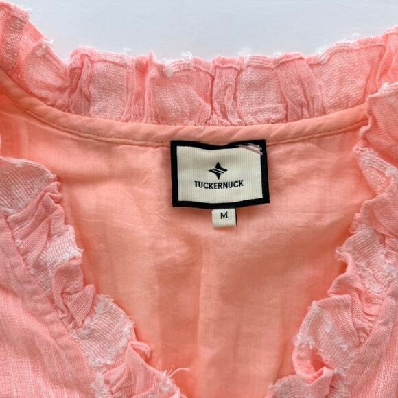 Tuckernuck Dress Peachy Pampelone Dress Medium Stripe Gauze Rayon Cotton Maxi - Picture 5 of 10